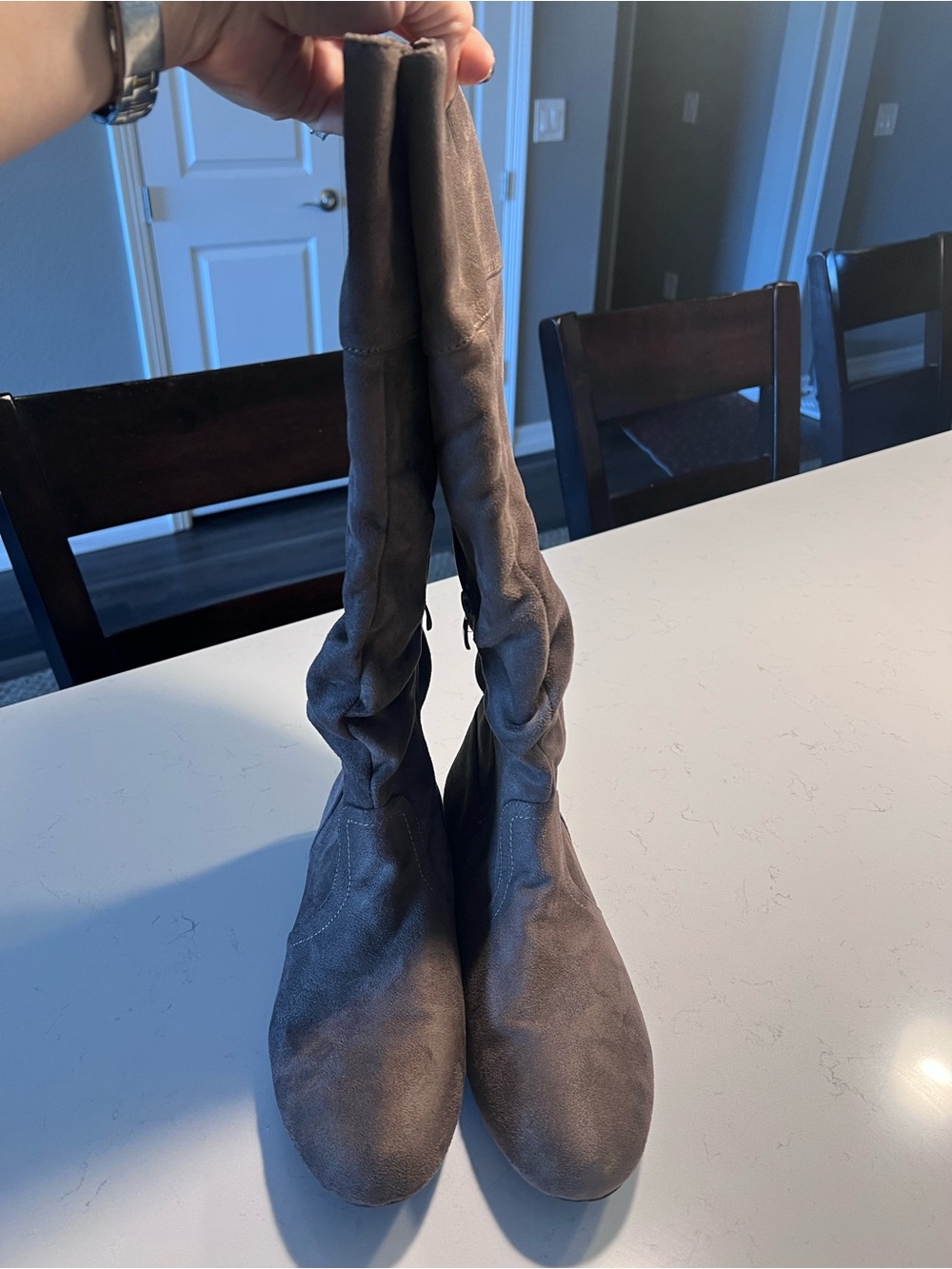 Women's Tall Slouch Suede Boots - Gray